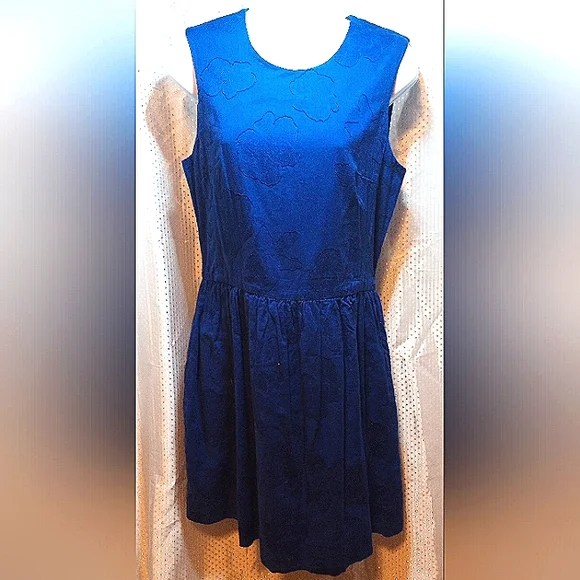 Gap Mini Dress Women Floral Sleeveless Royal Blue, Rounded Neck, Spring,  Easter